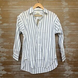 J. Crew NWT Relaxed Fit Washed Poplin Shirt Navy Stripe Summer Boho Womens 2